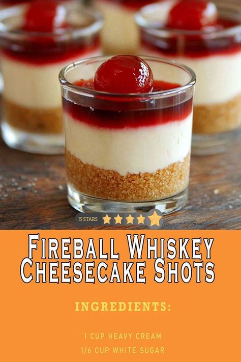 Fireball Cheesecake Shots, Screwball Whiskey Jello Shots, Recipes Using Fireball Whiskey, Fireball Whiskey Cheesecake Shots, Cooking With Fireball Whiskey, Cocktails With Fireball Whiskey, Fireball Drinks, Cheesecake Squares, Fireball Whiskey