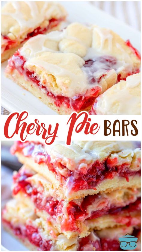 These cherry pie bars are tasty and pretty! A homemade dessert that is easy to make and slices up and serves perfectly! Use any pie filling! Cherry Pie Filling Recipes Desserts, Cherry Dessert Bars, Cherry Slab Pie Recipe, Cherry Pie Filling Recipes Easy, Cherry Pie Recipe Easy, Cherry Pie Bars Recipe, Cherry Slab Pie, Pie Filling Desserts, Homemade Cherry Pie