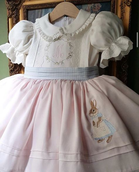 Rabbit Embroidery, Ball Gown Dress, Pink And White Dress, Baby Couture, Garden Dress, Pink Rabbit, Princess Ball Gowns, Ball Gown Dresses