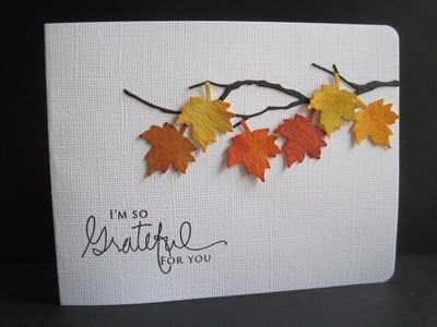 I've seen so many nice cards using this branch by Memory Box, I just may have to get one for myself! Thanksgiving Cards Handmade, Carte Halloween, Leaf Cards, 카드 디자인, Punch Cards, Thanksgiving Cards, Fall Cards, Card Tags, Creative Cards