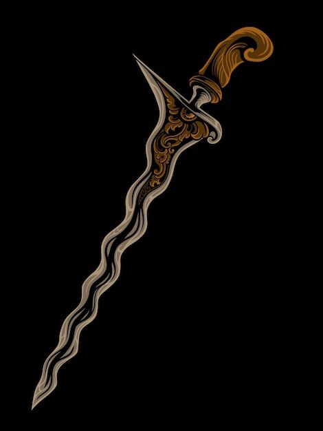 Keris Jawa Art Vector, Indonesian Tattoo Traditional Java, Keris Jawa Vector, Keris Jawa Art, Background Jawa, Indonesian Culture Art, Jawa Art, Keris Art, Indonesian Culture