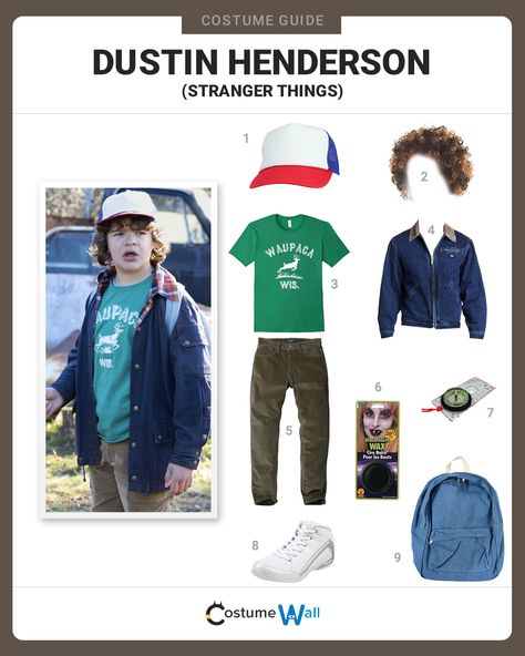 Get Dustin Henderson's costume from the popular Netflix TV series, Stranger Things, as played by Gaten Matarazzo. Dustin Henderson Costume, Dustin Henderson Outfit, Dustin Halloween Costume, Dustin Henderson Cosplay, Dustin Outfit Stranger Things, Dustin Costume Stranger Things, Netflix Cosplay, Dustin Stranger Things Costume, El Halloween Costume Stranger Things