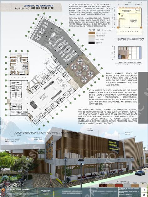 MERKADO+TEKTURA: Revitalizing the Image of Mahogany Public Market Overpowered by Modern Development Through Socio-Cultural Approach | PH Market Place Design Architecture, Public Market Design Architecture, Cultural Center Architecture, Site Analysis Architecture, Architecture Design Presentation, Building Development, Concept Models Architecture, Architecture Portfolio Design, Architecture Presentation Board