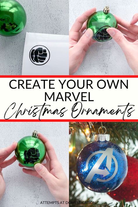 Marvel Themed Christmas Tree, Marvel Christmas Decorations, Marvel Christmas Tree Ideas, Marvel Cricut, Diy Spider Man Ornament, Christmas Tree Superhero Ideas, Marvel Ornaments Diy Christmas Trees, Marvel Ornaments Diy, Superhero Tree