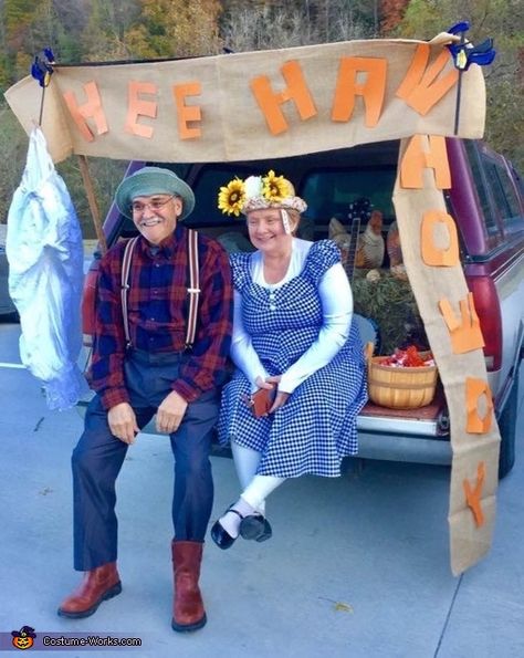 Minnie Pearl Costume, Hee Haw Decorations, Peewee Herman Costume Women, Honey Dukes Trunk Or Treat, Hee Haw Costumes, Country Trunk Or Treat Ideas, Hee Haw, Handmade Leather Boots, Baby Shoes Diy