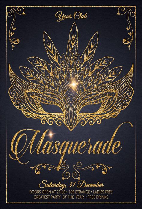 Masquerade Carnival Party Flyer #bleed#inch#dpi#Resolution Masquerade Ball Decorations, Masquerade Party Themes, Sweet 16 Masquerade Party, Masquerade Dance, Mascarade Party, Mardi Gras Party Decorations, Masquerade Party Invitations, Masquerade Party Decorations, Masquerade Prom