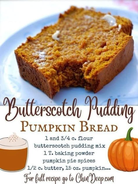 Butterscotch Pumpkin, Butterscotch Pudding, Pumpkin Recipes Dessert, Pumpkin Bread Recipe, Browned Butter, Everything Pumpkin, Pumpkin Everything, Bread Recipes Sweet, Breads And Rolls