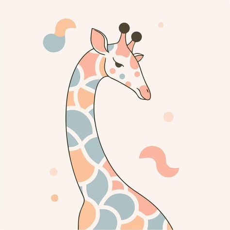 Giraffe Vector Illustration, Giraffe Character, Giraffe Vector, Line Art Style, Business Card Maker, Flyer Maker, Card Banner, Poster Invitation, Cartoon Clip Art