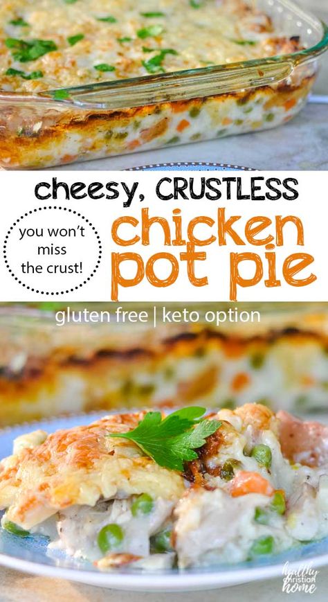 Crustless Chicken Pot Pie, Casserole Potatoes, Pot Pie Casserole, Chicken Pot Pie Casserole, Crispy Cheese, Gluten Free Recipes For Dinner, Chicken Pot Pie Recipes, Favorite Chicken, Gluten Free Dinner