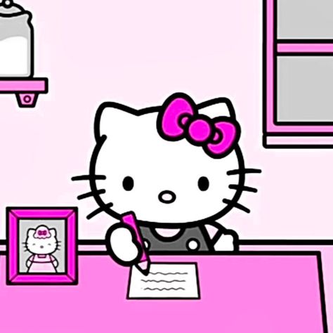 Kawaii Playlist Covers, Hello Kitty Studying, Garfield Images, Hello Kitty Imagenes, Hello Kitty Printables, Walpaper Hello Kitty, Charmmy Kitty, Iphone Wallpaper Landscape, School Icon