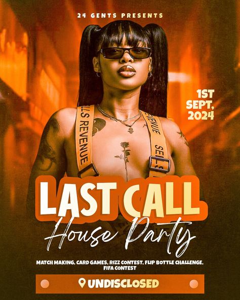 Flyer Design for the LAST CALL SIGNOUT HOUSE PARTY! I pay attention to detail when working on any project because at the end of the day , my goal is always to create attention grabbing designs because that is the job of any functional design, i carefully select colours and elements to help me achieve this and in the end .... The Client Loved the Design 😌 If good design is something that matters to your business and brand and you would love us to work together on any project?... You can sen... House Party Flyer Design, House Party Flyer, Party Flyer Design, Love Us, The Client, Good Design, Match Making, Party Flyer, In The End