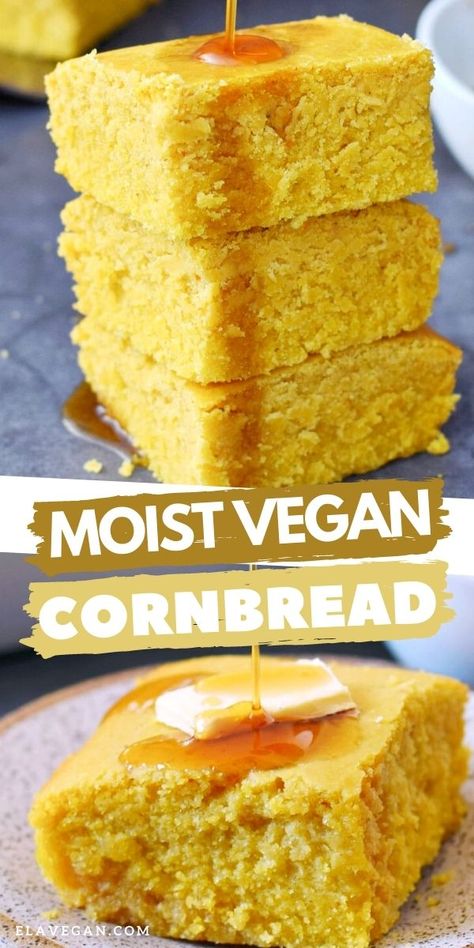 Dairy Free Cornbread Recipe, Gluten Free Vegan Cornbread, Vegan Cornbread, Honey Cornbread, Gluten Free Cornbread, Vegan Baking Recipes, Vegan Thanksgiving Recipes, Sweet Cornbread, Gluten Free Egg Free