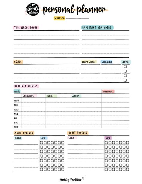 Personal Planner Ideas, Student Daily Planner, Meal Planner Printable Free, Journal Manifestation, Life Planner Organization, Daily Planner Printables Free, Daily Routine Planner, Journal Pages Printable, Study Planner Printable