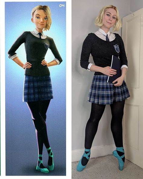 Maria on Instagram: “2019 cosplay roundup continues with Gwen Stacy. 📘 This was not at all something I originally planned to make, but as I was working on the…” Gwen Stacy Costume, Gwen Stacy Cosplay, Spider Cosplay, Gwen Cosplay, Cosplay Skirt, Spider Gwen Cosplay, School Uniform Fashion, Ghost Spider, Girl Cosplay