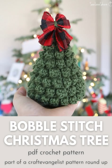 Crochet Christmas Tree Amigurumi Free Pattern, Fun Christmas Crochet Projects, Crochet Christmas Tree With Lights, Christmas Light Crochet Pattern, Chrocet Christmas Ideas, Crochet Pattern For Christmas Tree, Christmas Decor Crochet Ideas, Crochet Pattern Home Decor, Crochet Projects For Home Decor