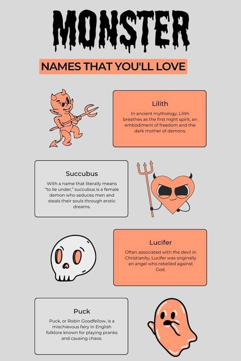 120 Sinister Names That Mean Monster, Evil, or Demon Monster Names, Female Demons, Irish Mythology, Japanese Folklore, Christian Traditions, Ancient Mythology, Female Names, Character Names, Names With Meaning