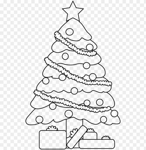 Christmas Tree Line Drawing, Drawing Christmas Trees, Cute Christmas Tree Drawing, Christmas Tree Drawings, Christmas Tree Sketch, Tree Line Drawing, Sketch Christmas, Easy Christmas Drawings, Tree Sketch