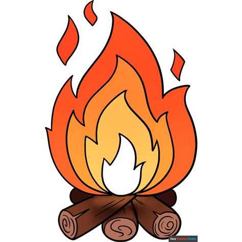 How to Draw a Fire Camp Fire Drawing Easy, How To Draw Good, Fire Template, Log Drawing, Campfire Drawing, Periodic Table Chart, Novruz Holiday, Fire Cartoon, Fire Sketch