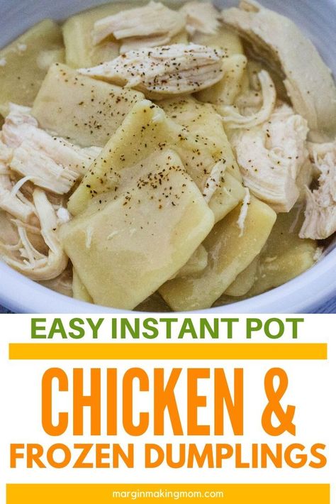 This recipe for Instant Pot chicken and Reames frozen dumplings is a super fast way to make dinner without a lot of effort! You'll love this hearty southern style comfort food meal! #southernstyle #comfortfood Chicken And Frozen Dumplings, Instapot Chicken And Dumplings, Instant Pot Chicken And Dumplings, Instant Pot Freezer Meals, Instant Pot Freezer, Homemade Chicken And Dumplings, Crockpot Chicken And Dumplings, Frozen Dumplings, Best Pressure Cooker