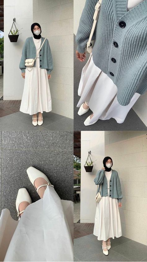 model pakaian hijab casual rok Outfit Cardigan Hijab, Cardigan Outfit Hijab, Outfit Hijab Casual Rok, Ootd Vest, Cardigan Hijab, Muslim Outfit Ideas, Ootd Cardigan, Outfit Ideas Muslim, Outfit Ideas Korean