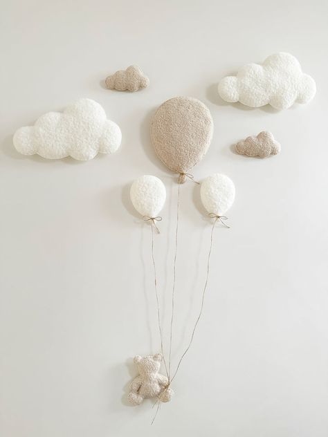 Balloons & Clouds Wall Display Sets – Nursery Decor by Amanda Lewis Amanda Lewis, Bear Decorations, Cloud Wall Hanging, Elephant Decoration, Hanging Clouds, Large Teddy Bear, Balloon Clouds, Cloud Decoration, Small Teddy Bears