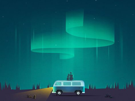 Winter Animation, Aurora Illustration, Northern Lights Illustration, Aurora Borealis Graphic Design, Aurora Borealis Digital Art, Northern Lights Poster, Northern Lights Design, Aurora Design, Northern Lights Painting