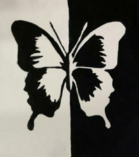 Butterfly Poster Black And White, Contrast Black And White Drawing, Black And White Aesthetic Art Painting, Cool Black And White Drawings Simple, Contrast Principle Of Design Art, Black And White Butterfly Painting, Butterfly Art Black And White, Butterfly Illustration Black And White, Easy Paintings Black And White