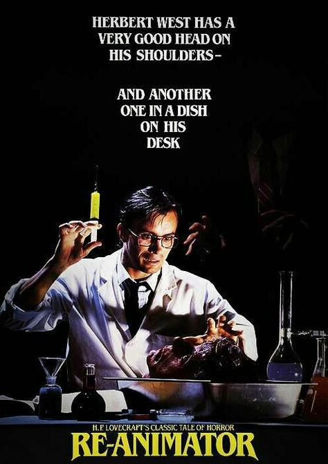 Vintage Movie Posters Horror, Reanimator Movie Poster, 80s Movie Posters Aesthetic, Re Animator Poster, Re Animator Wallpaper, Reanimator Poster, 80s Horror Movie Posters, 80s Horror Movie Aesthetic, Animator Aesthetic