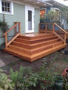 Outdoor Deck Ideas, Patio Stairs, Porch Stairs, Cedar Deck, Patio Steps, Deck Steps, Patio Deck Designs, Wooden Deck, Deck Designs Backyard