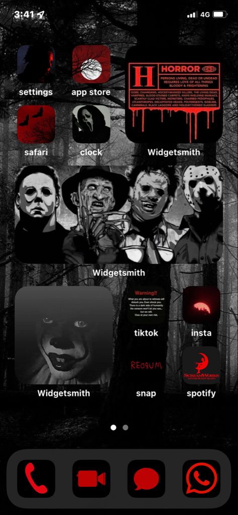 Horror Ios14 Homescreen, Horror Iphone Icons, Scary Homescreen, Scream App Icons, Horror Phone Theme, Halloween Homescreen Layout, Horror Homescreen, Cool Iphone Homescreen, Halloween Phone Layout