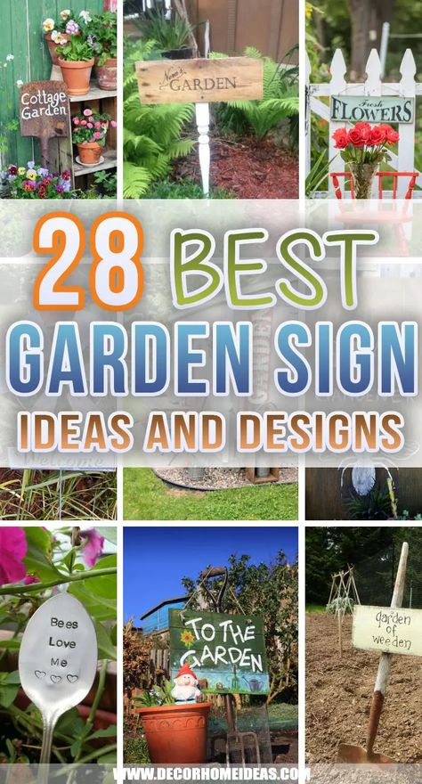 Best Garden Sign Ideas. Add a touch of personality to your outdoor space with these charming garden sign ideas. From rustic and vintage to eye-catching and modern, these designs will inspire you. #decorhomeideas Garden Title Ideas, Garden Plant Signs, Rustic Garden Signs, Outdoor Signs Wooden Diy Garden, Garden Signs And Sayings Rustic, Signs For Gardens Backyards, Cute Garden Signs Diy, Backyard Signs Diy, Garden Signs Diy Outdoors