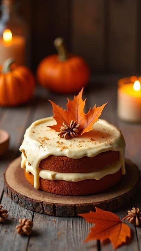 Pumpkin Spice Cake With Maple Cream Cheese Frosting Cookies Photography, Maple Cream Cheese Frosting, Autumn Cake, Easy Desserts Recipes, Autumn Treats, Maple Cream Cheese, Thanksgiving Cake, Magical Food, Fall Cake