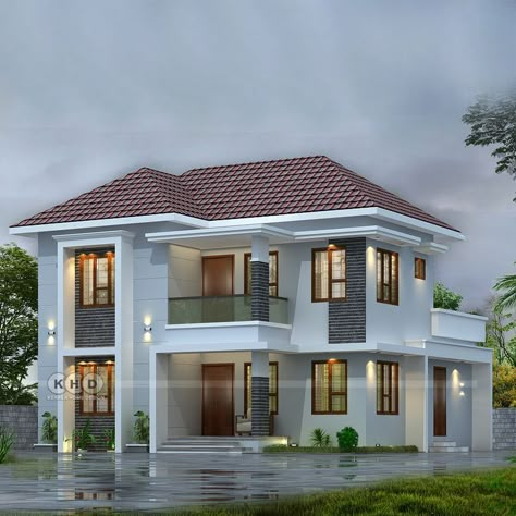 New Model Home Design, House Plan With Balcony, House Elevation Kerala, House Design In Kerala, Kerala House Design Traditional Elevation, Kerala House Plan And Elevation, 3cent House Plan Kerala, 4 Bedroom House Designs, Small House Front Design