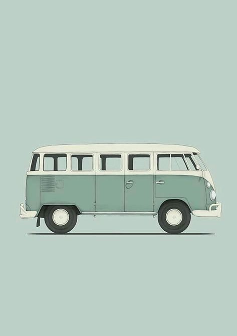 Cars Illustration, Van Volkswagen, Auto Illustration, Retro Auto, Vw Art, Combi Volkswagen, Car Volkswagen, Vw Porsche, Vw T1