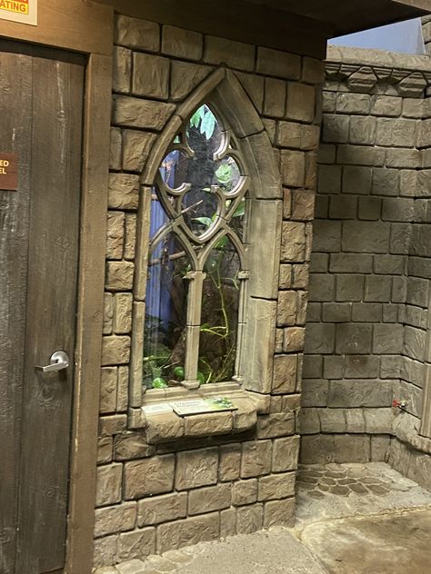 Castle Wall Design, Cubicle Halloween Decorations, Witches Den, Dnd Room, Castle Window, Foam Carving, Nerd Room, Castle Decor, Creepy Halloween Decorations