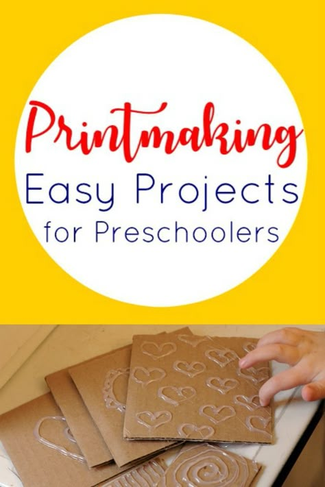 Easy printmaking for preschoolers- Also fun for playgroups and older kids Easy Printmaking, Kids Printmaking, Projects For Preschoolers, Playgroup Ideas, Adaptive Art, Printmaking Projects, Printmaking Ideas, Art Lessons For Kids, Elementary Art Projects