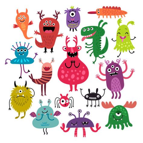 Monster Vector Illustration, Fun Doodles, Cute Monsters Drawings, Monster Ideas, Alien Drawings, Monster Drawing, Funny Monsters, Character Vector, Monster Illustration