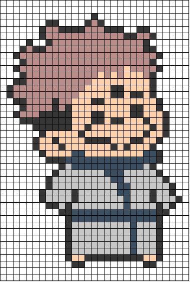 Jujutsu Kaisen Pixel Art Grid, Anime Friendship Bracelet Patterns, Jjk Perler Beads, Jjk Pixel Art, Gojo Pixel Art, Pixel Art Manga, Kawaii Demon, Jujutsu Kaisen Ryomen Sukuna, Cursed Spirit