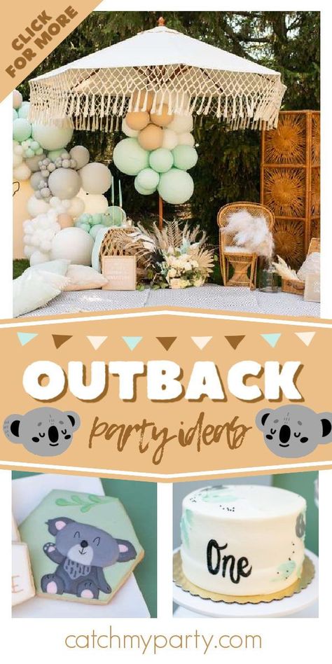 Check out this gorgeous Australian outback-themed party! The cookies are fantastic! See more party ideas and share yours at CatchMyParty.com Outback Birthday Party Ideas, Australian Outback Animals, Australian Animals Birthday Party, Outback Themed Birthday Party, Outback Theme Party, Australian Party Decorations, Back To The Outback Birthday Party, Australia Birthday Party, Australia Themed Party