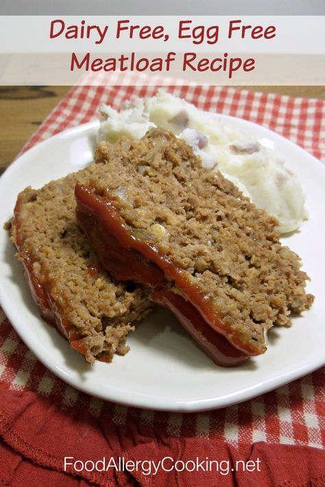 Great simple recipe. I made it simpler by replacing the ketchup and seasoning with marinara sauce. Egg Free Meatloaf Recipe, Dairy And Egg Free Recipes, Egg Free Meatloaf, Egg And Grapefruit Diet, Detox Diets, Allergen Free Recipes, Eggless Recipes, Egg Free Recipes, Dairy Free Eggs