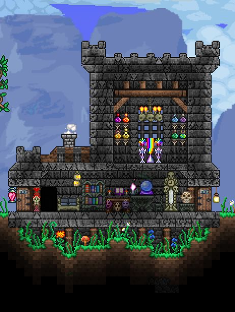 Terraria Potion House, Terraria Wizard House, Terraria Underground House, Terraria Castle, Terraria Houses, Terraria Game, Terrarium Base, Terraria Tips, Terraria House Ideas