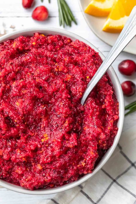 This 3 ingredient cranberry relish recipe is so easy, and it’s way better than canned. All you need: fresh cranberries, an orange and a little bit of sugar. Cranberry Relish Recipes, Fresh Cranberry Relish, Cranberry Orange Relish Recipes, Simply Whisked, Cranberry Orange Relish, Fresh Cranberry, Relish Recipe, Cranberry Relish, Homemade Food Gifts