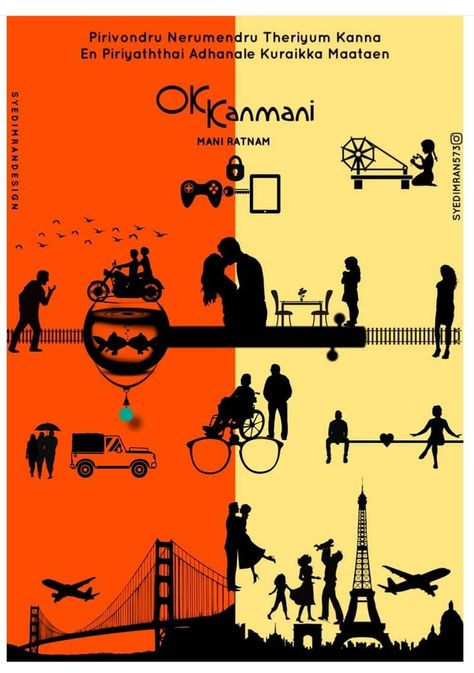 Ok Kanmani, Movie Map, Actors Illustration, Classic Films Posters, Cute Movie Scenes, Film Posters Art, Funny Photoshop, Movie Love Quotes, Photoshop Design Ideas