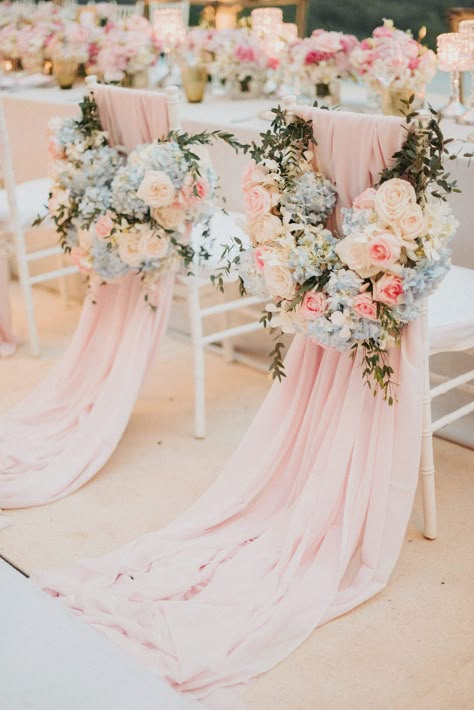 Pastel and Golds for a Traditional Outdoor Thailand Wedding Ceremony. Photography by Terralogical Wedding Chairs Diy, Pastel Wedding Theme, Pink Wedding Colors, Best Wedding Colors, Wedding Chair Decorations, Thailand Wedding, Spring Wedding Colors, Weddings By Color, Blush Pink Weddings