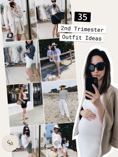 35 2nd Trimester Outfit Ideas - Crystalin Marie First Trimester Summer Outfits, Maternity Athleisure Outfits, 3rd Trimester Pregnancy, Style Inspo Summer, Traveling Pregnant, Summer Pregnancy Outfits, Athleisure Street Style, Crystalin Marie, Maternity Clothes Summer