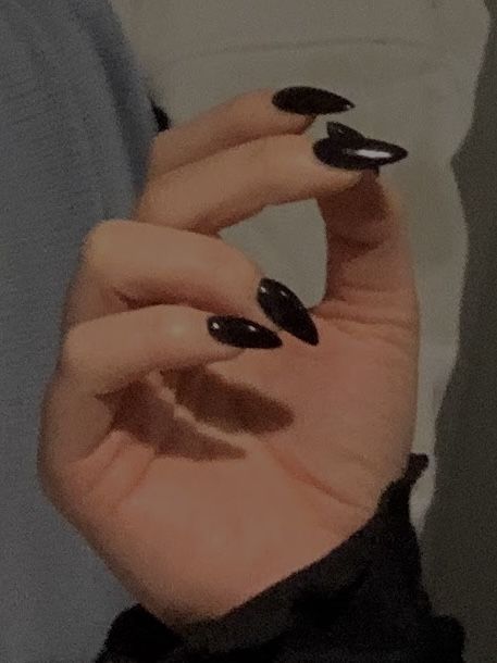 Dark Black Nails, Halloween Nails Witch, Pointy Almond Nails, Opi Lincoln Park After Dark, Pointy Almond, Simple Halloween Nails, Powder Dip Nails, Lincoln Park After Dark, Nails Solid Color