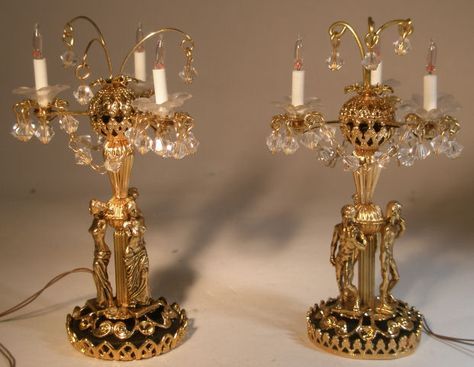 Italian Lighted Female Candelabra by Mzia Candelabra Diy, Big Dollhouse, Creating Miniatures, Dollhouse Lights, Mini Chandeliers, Dollhouse Chandelier, Mini Lamps, Mini Creations, Country Cottage House Plans