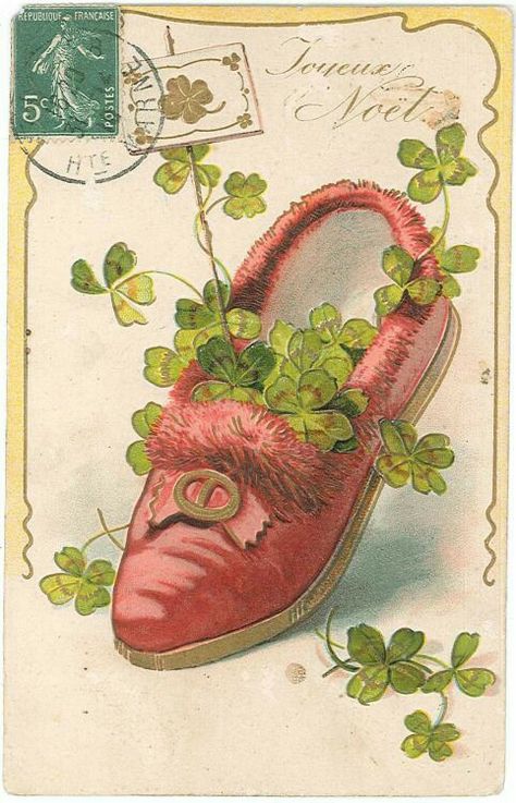 Pink Shamrock, Vintage St Patricks, 4 Leaf Clovers, St Patricks Day Cards, Pretty Printables, Red Slippers, French Christmas, Pink Slippers, Vintage Papers