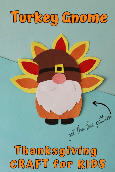 Turkey Gnome, Craft For Thanksgiving, Turkey Crafts Kids, Gnome Craft, Paper Turkey, Cute Turkey, Turkey Crafts, Thanksgiving Craft, Thanksgiving Crafts For Kids