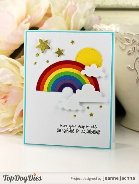 Rainbow Birthday Cards, Rainbow Cards, Rainbow Card, Rainbow Birthday, Pretty Cards, Get Well Cards, Scrapbooking Projects, Kids Cards, Cute Cards